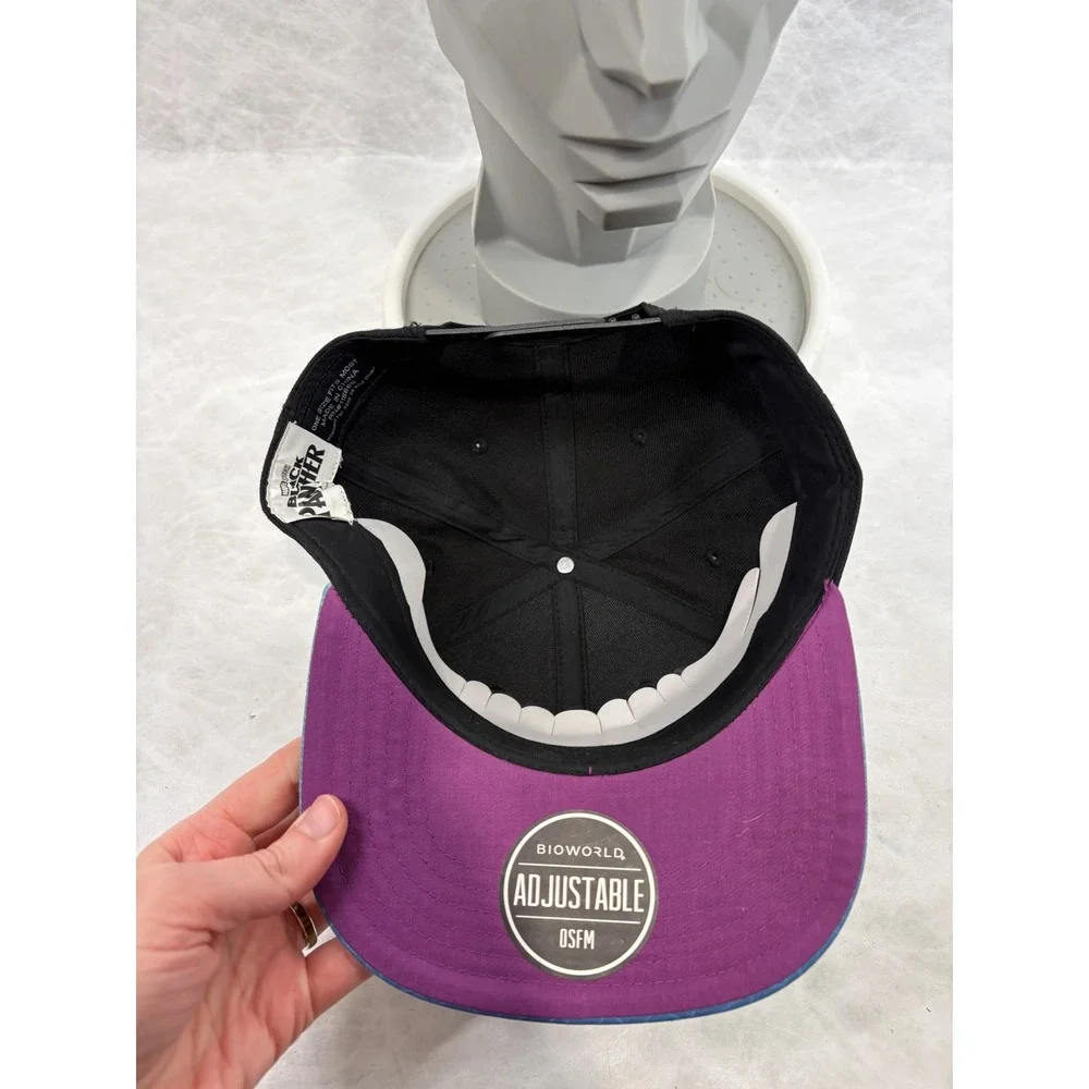 Marvel Black Panther Wakanda Forever Snapback Hat Bioworld Black Blue Purple OS